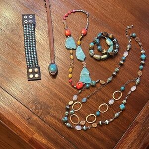 Turquoise and Gold Women's Jewelry Set